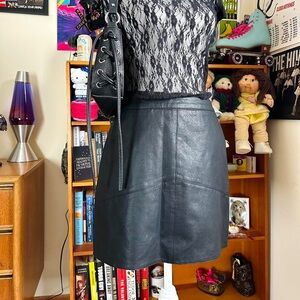 Black Faux Leather A-Line Skirt - Classic Women's Skirt